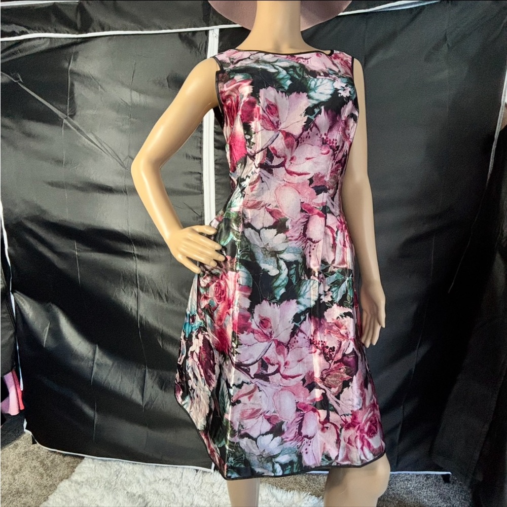 Laundry By Shelli Segal Pink and Black Floral Midi Dress - Picture 5 of 16